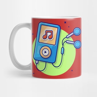 Ipod Audio Music Player with Earphone Cartoon Vector Icon Illustration (2) Mug